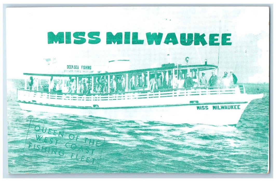 c1960 Miss Milwaukee Queen West Coast Fishing Fleet Advertising Florida Postcard