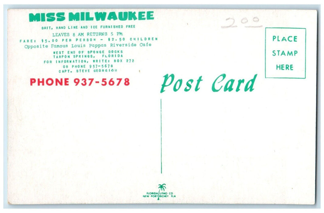 c1960 Miss Milwaukee Queen West Coast Fishing Fleet Advertising Florida Postcard
