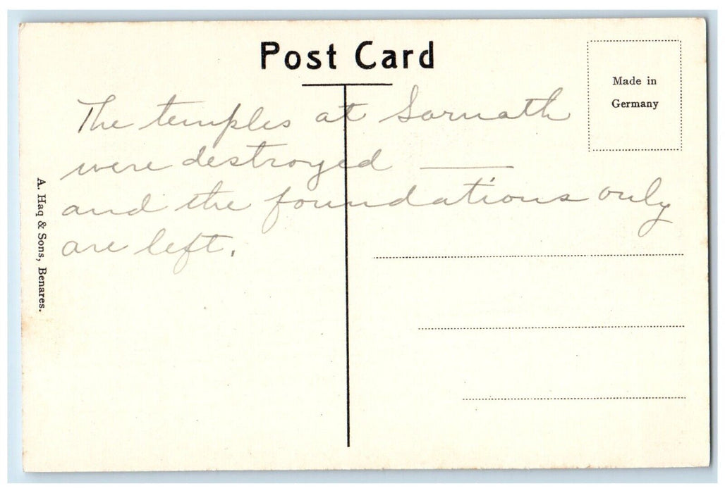 c1910's Long View Of Ruins With Dhamekh Stupa Sarnath Benares India Postcard