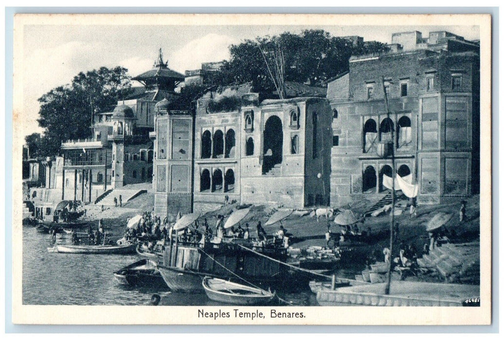 c1910's View Of Neaples Temple Building Boat Benares India Antique Postcard