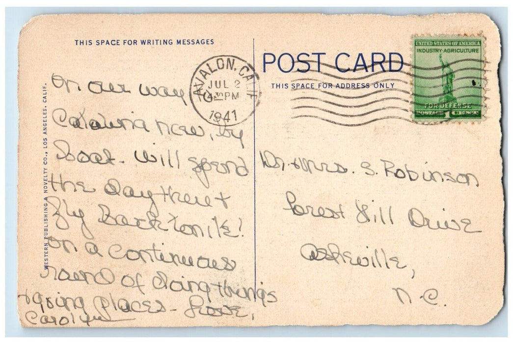 1941 Isthmus Santa Catalina Island Boat San Clemente Island California Postcard