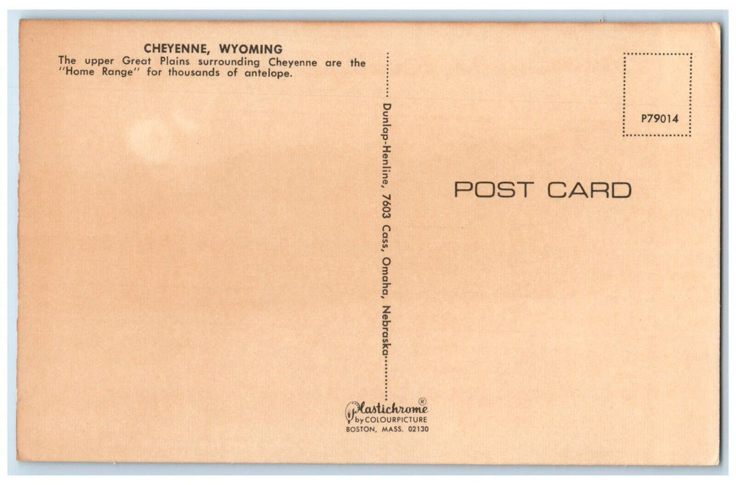 c1960 Upper Great Plains Home Range Antelope Cheyenne Wyoming Vintage Postcard