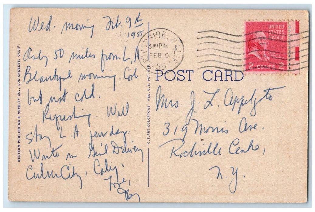 1955 Easter Sunrise Services Mt. Rubidoux Cross Riverside California CA Postcard