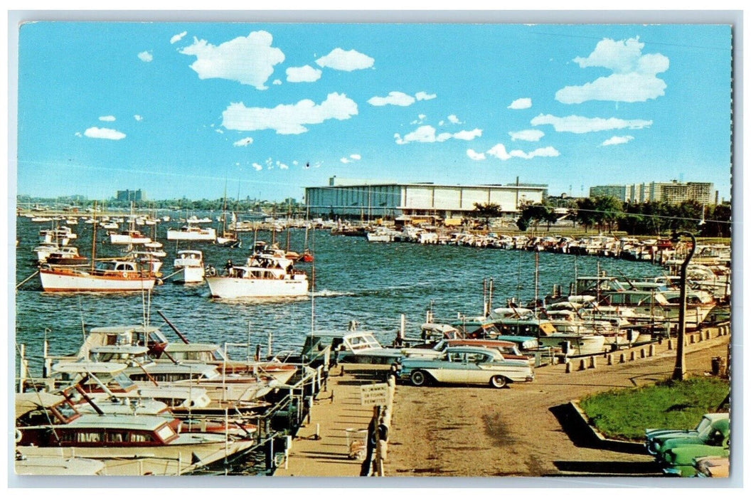 c1960 Burnham Park Yacht Harbor McCormick Place Center Chicago Illinois Postcard