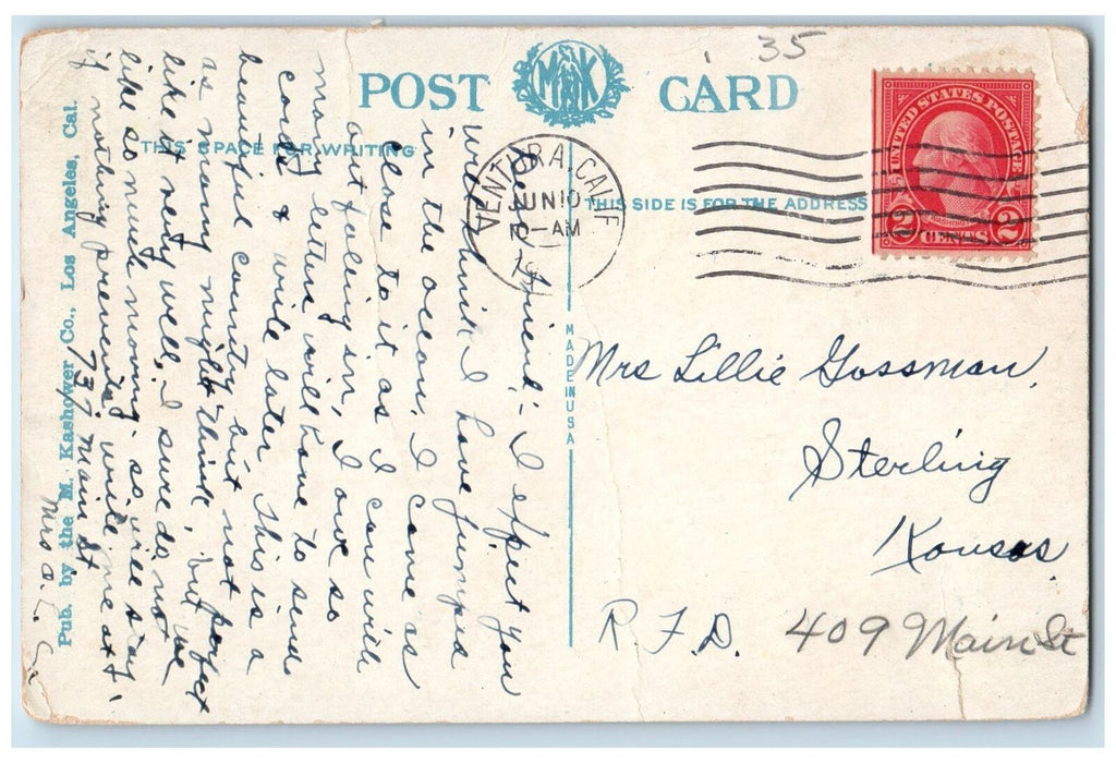 c1920 Mission San Buena Ventura School Campus Classic Cars Ventura CA Postcard