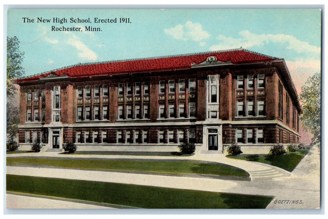 c1910 New High School Building Erected 1911 Rochester Minnesota Vintage Postcard