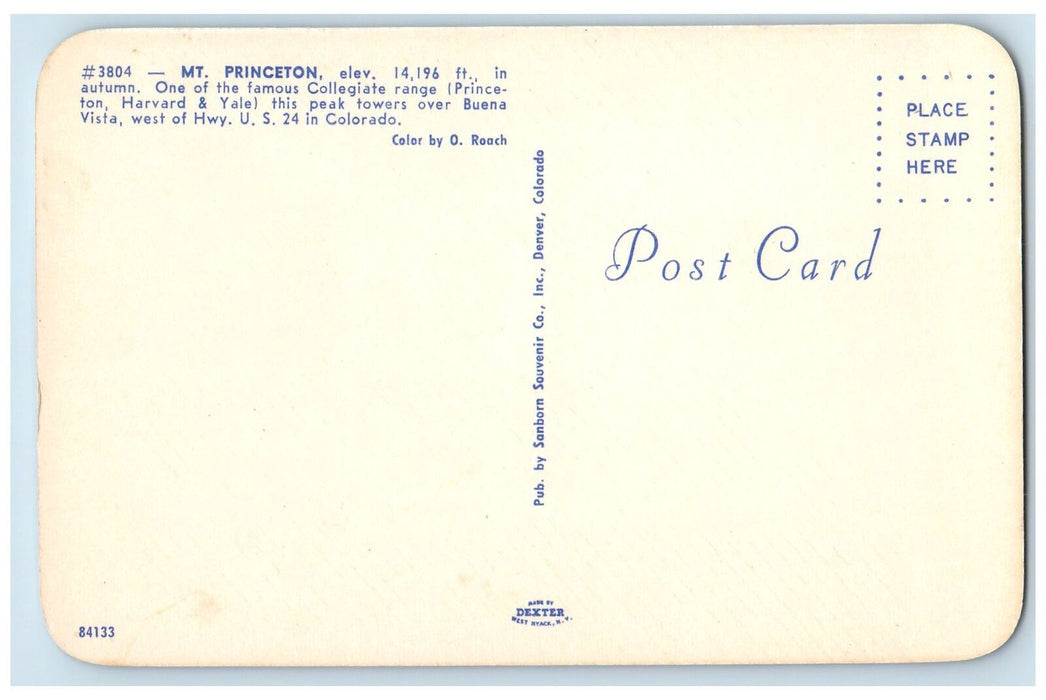 c1960's Mt. Princeton Famous Collegiate Range Buena Vista Colorado CO Postcard