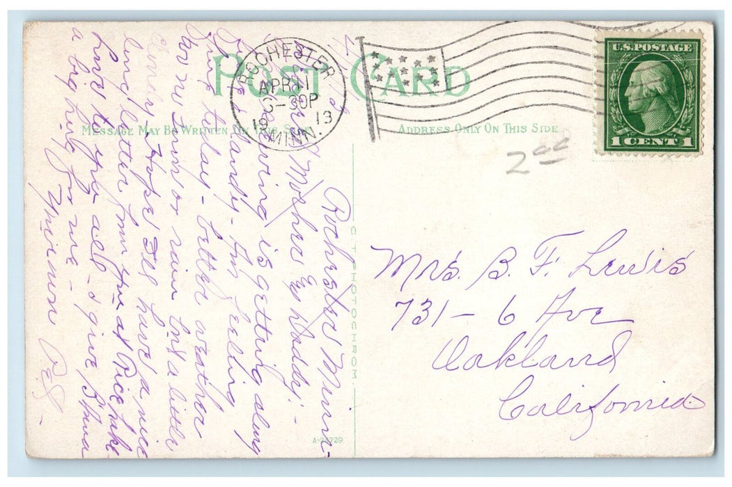 1913 New Post Office Building Steps Entrance Rochester Minnesota MN Postcard