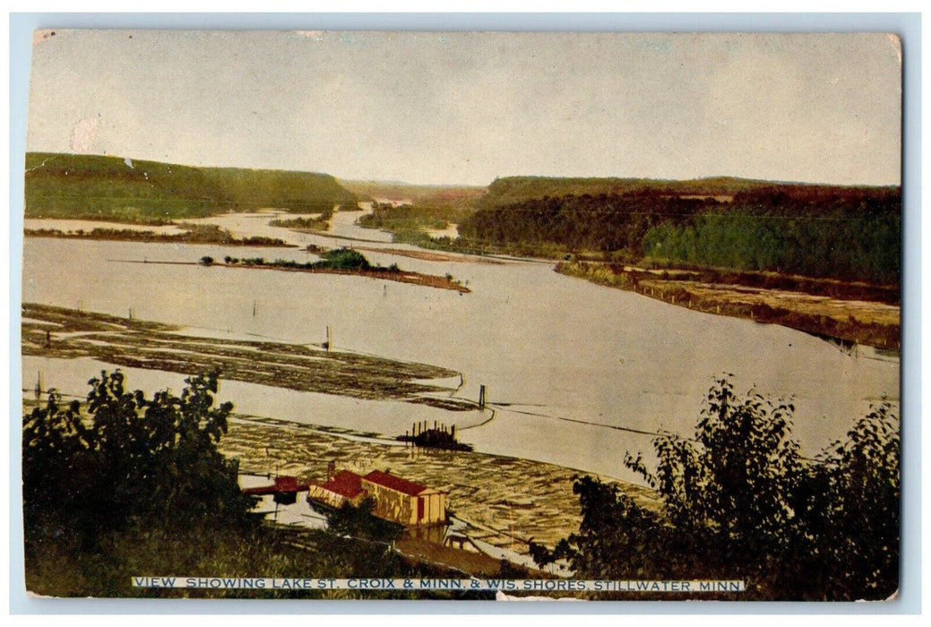 1910 View Showing Lake St Croix Minn Wis Shores Stillwater Minnesota MN Postcard