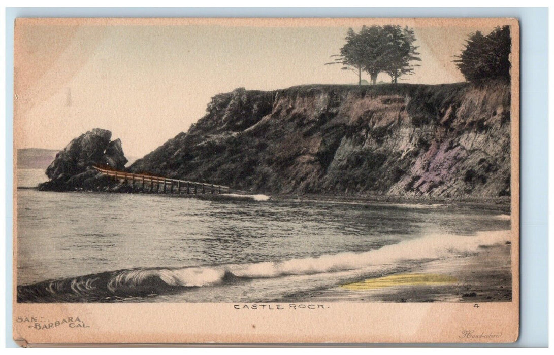c1905 Castle Rock Santa Barbara California CA, Beach Surf Wave View Postcard