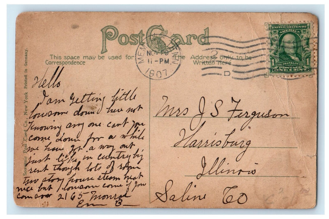 1907 Madison Street Wall Memphis Tennessee TN Trolley Streetcar Bank Postcard