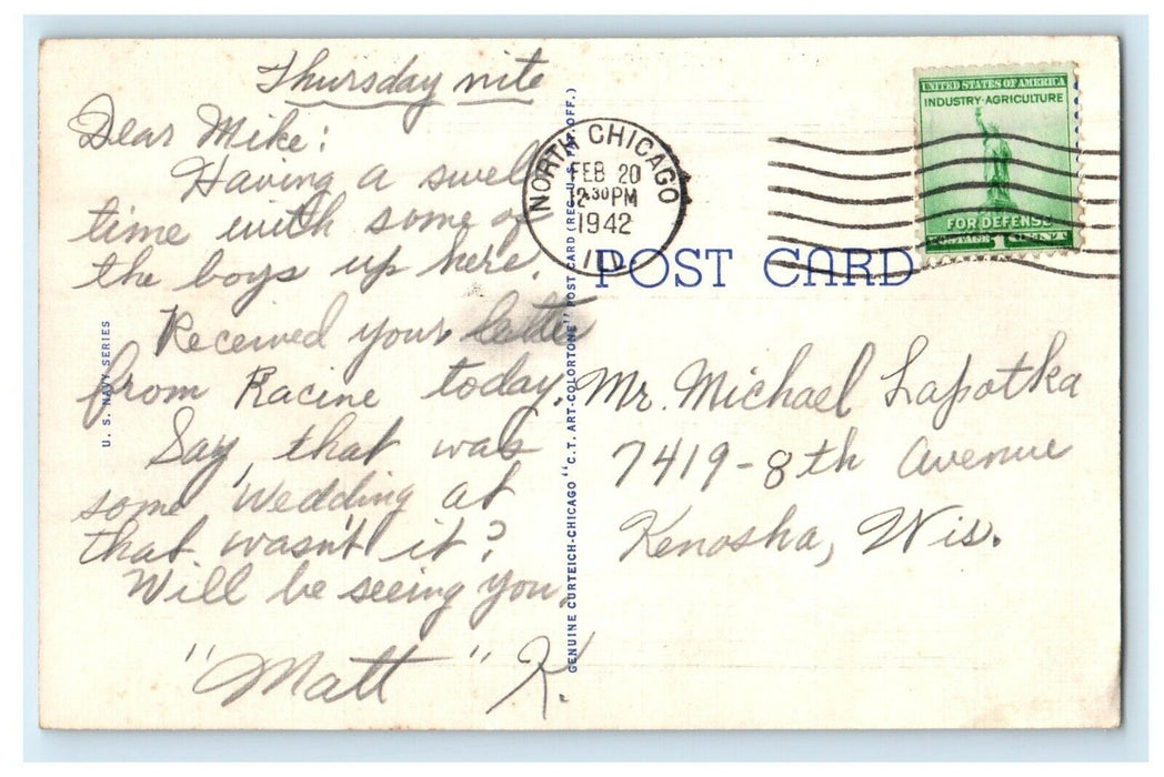 1942 Greetings From North Chicago Illinois IL Multiview Postcard
