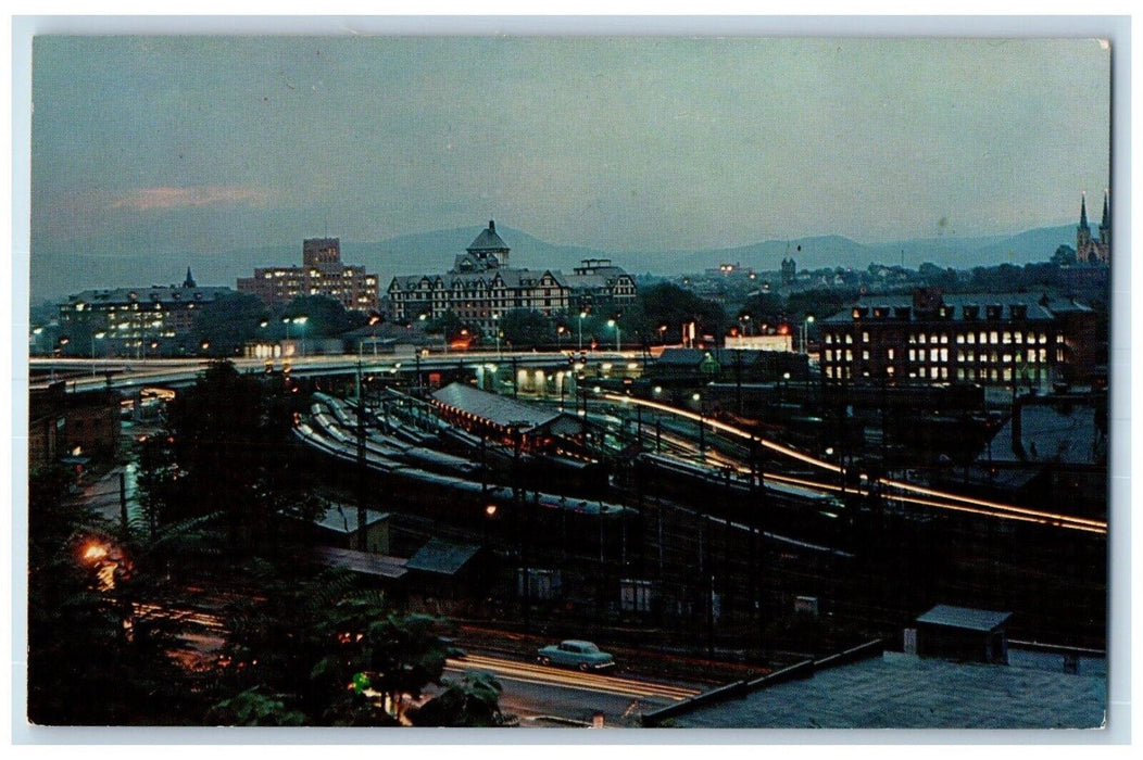 c1960 Night View Roanoke Street Exterior Norfolk Western Ry Virginia VA Postcard