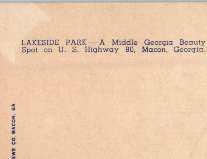 c1940's Club House Beautiful Lakeside Park Swimmer Macon Georgia GA Postcard