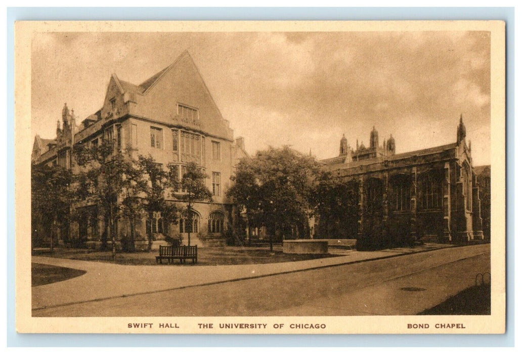 c1940's Swift Hall The University Of Chicago Illinois IL, Bond Chapel Postcard