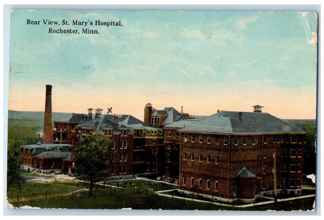 1912 Rear View St Mary Hospital Building Rochester Minnesota MN Vintage Postcard
