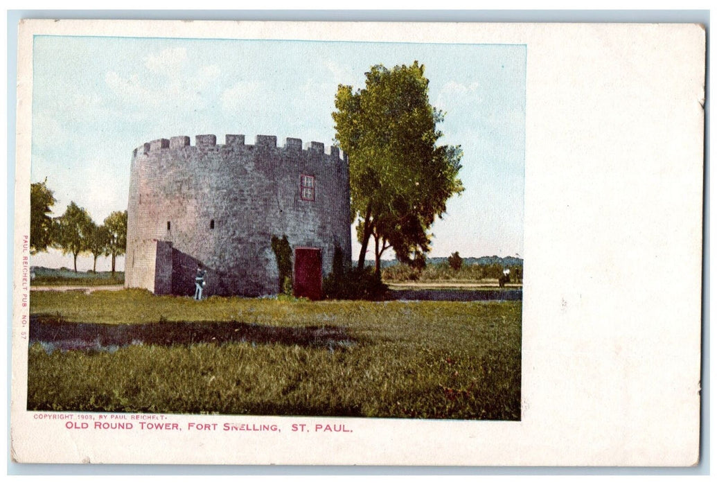 c1905 Old Round Tower Fort Snelling Guard On Duty St. Paul Minnesota MN Postcard