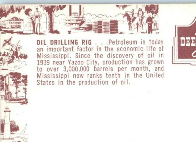 c1950's Oil Drilling Rig Petroleum Near Yazoo City Mississippi MS Postcard