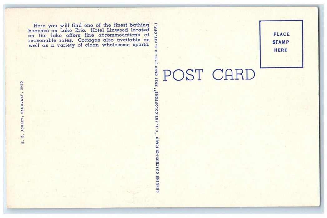 Scenic View Bathing Beach On Lake Erie Linwood Park Vermilion Ohio OH Postcard