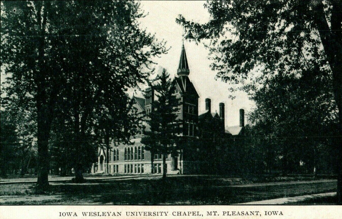 c1910 Iowa Wesleyan University Chapel Mt. Pleasant Iowa IA Antique Postcard