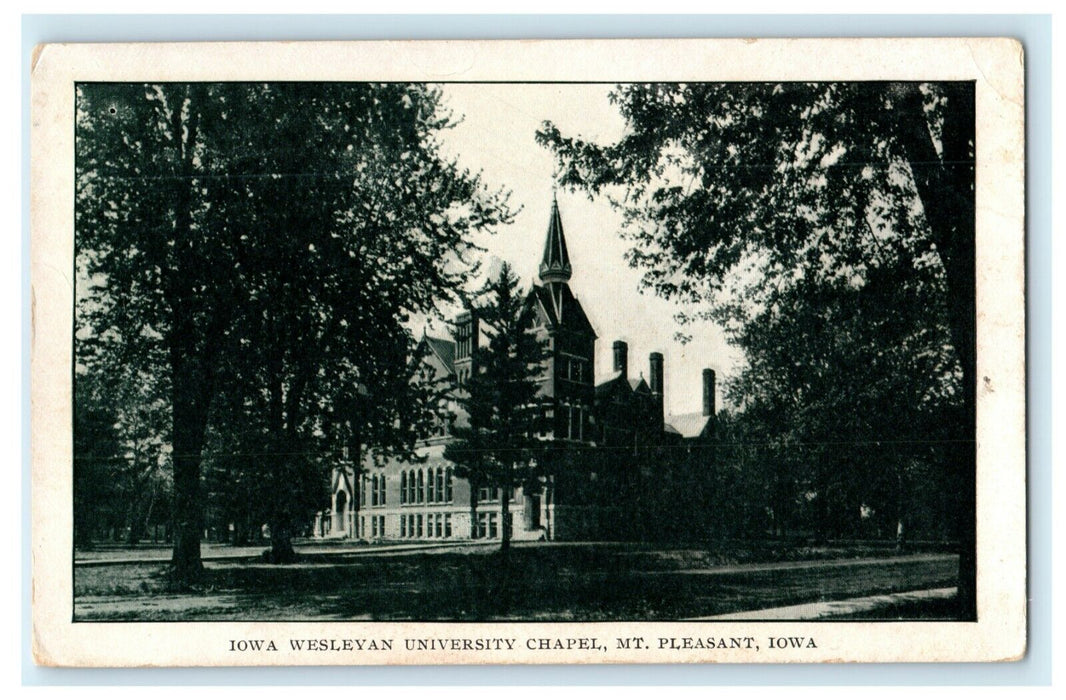 c1910 Iowa Wesleyan University Chapel Mt. Pleasant Iowa IA Antique Postcard