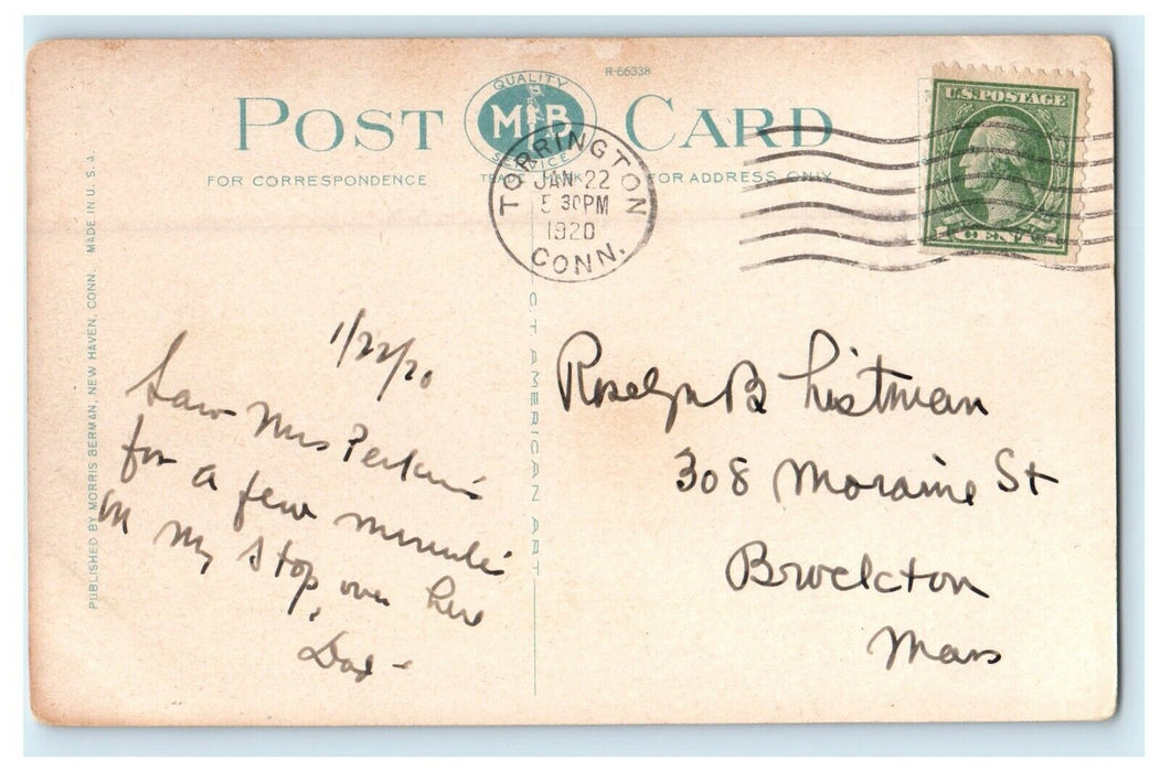 1920 The High School Building Torrington Connecticut CT White Border Postcard