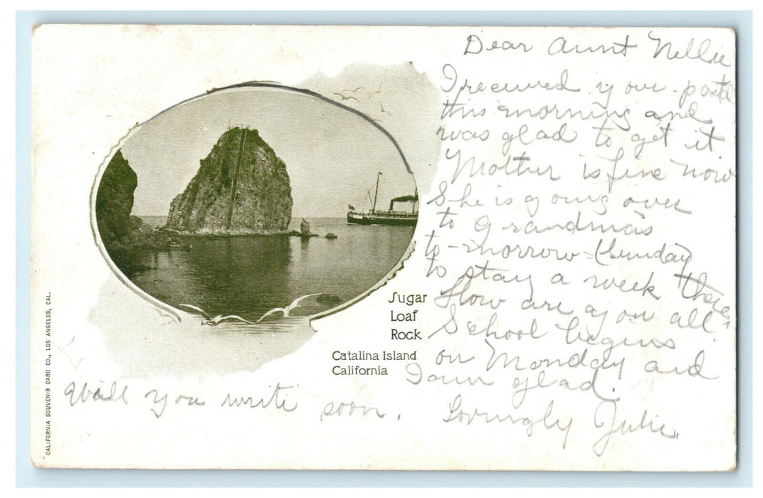 1900 Sugar Loaf Rock Catalina Island California CA Posted Antique Postcard