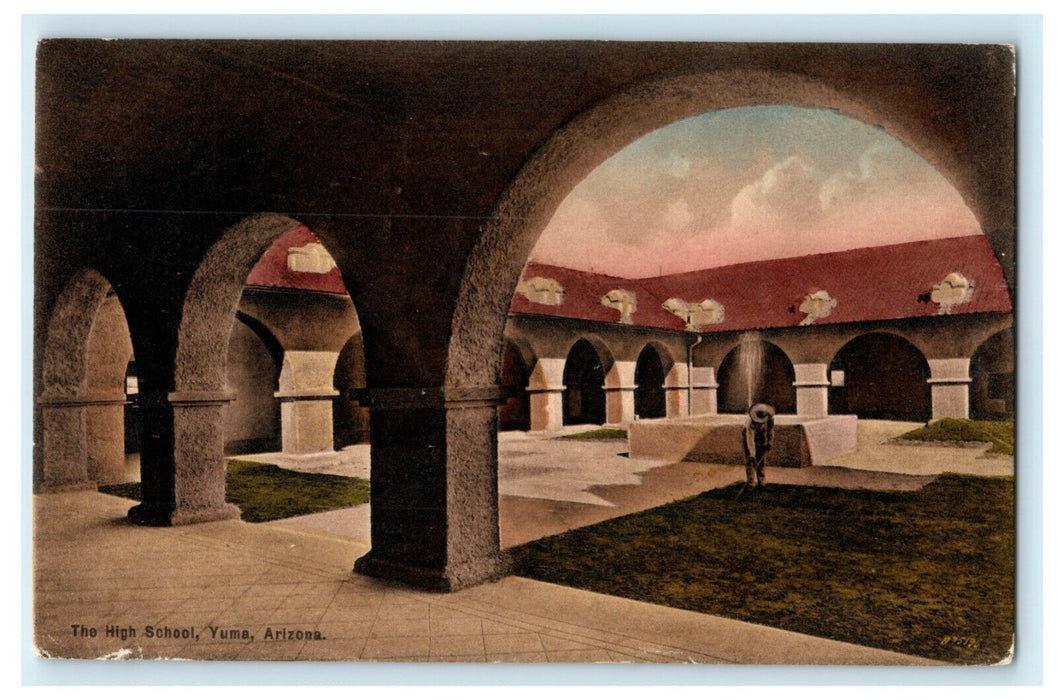 1909 High School Yuma Arizona AZ Posted Antique Postcard