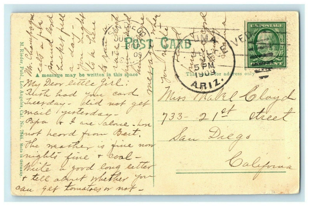 1909 High School Yuma Arizona AZ Posted Antique Postcard
