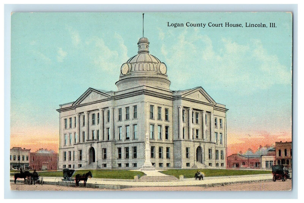 c1910's Logan County Court House Building Lincoln Illinois IL Antique Postcard