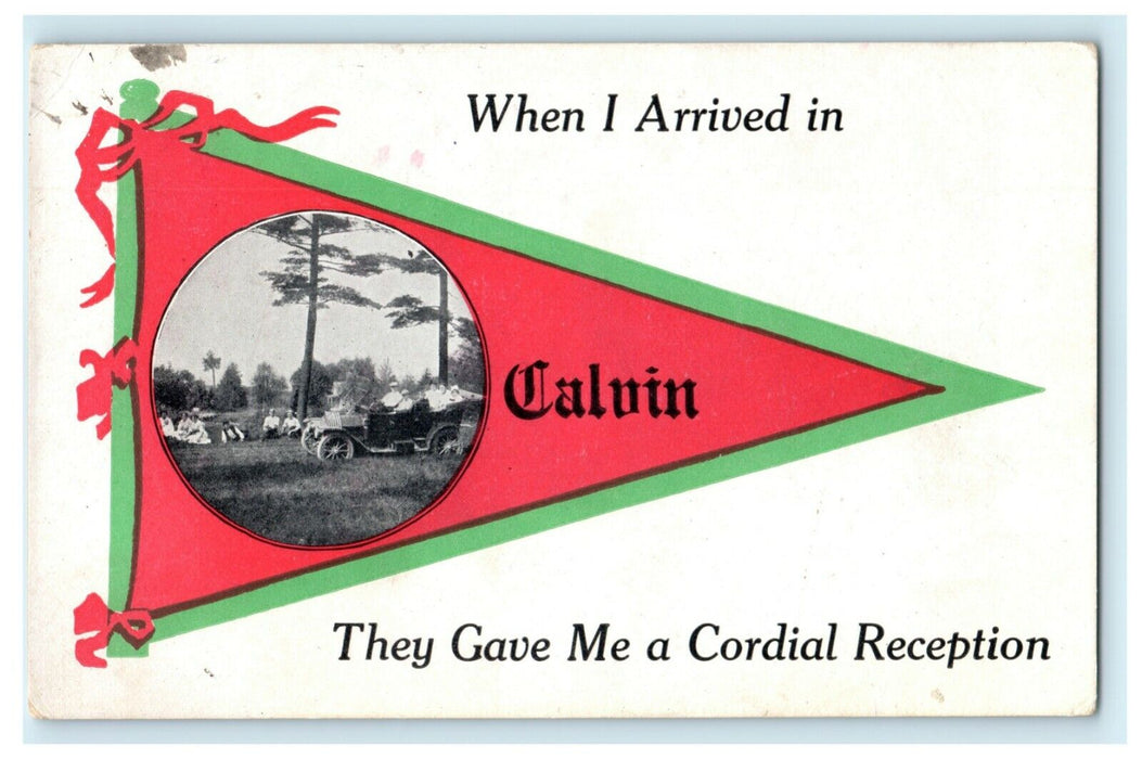 1913 Greetings From Calvin Pennsylvania PA Posted Antique Postcard