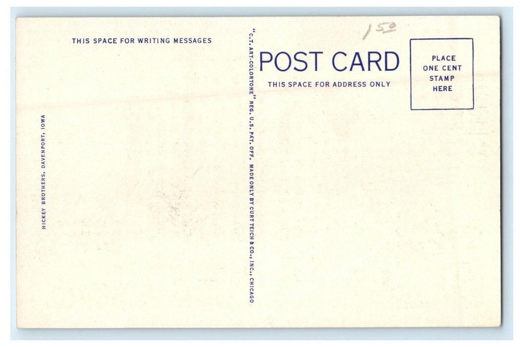 c1940's New Fifth Avenue Building Cars View Moline Illinois IL Vintage Postcard