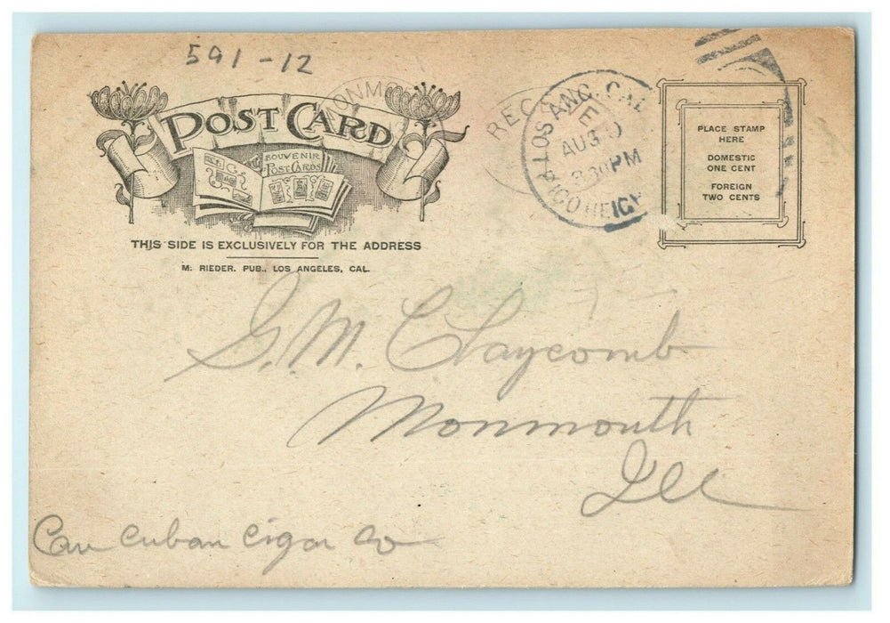 1905 Swimmer Comic Avalon Catalina Island California CA Posted Antique Postcard
