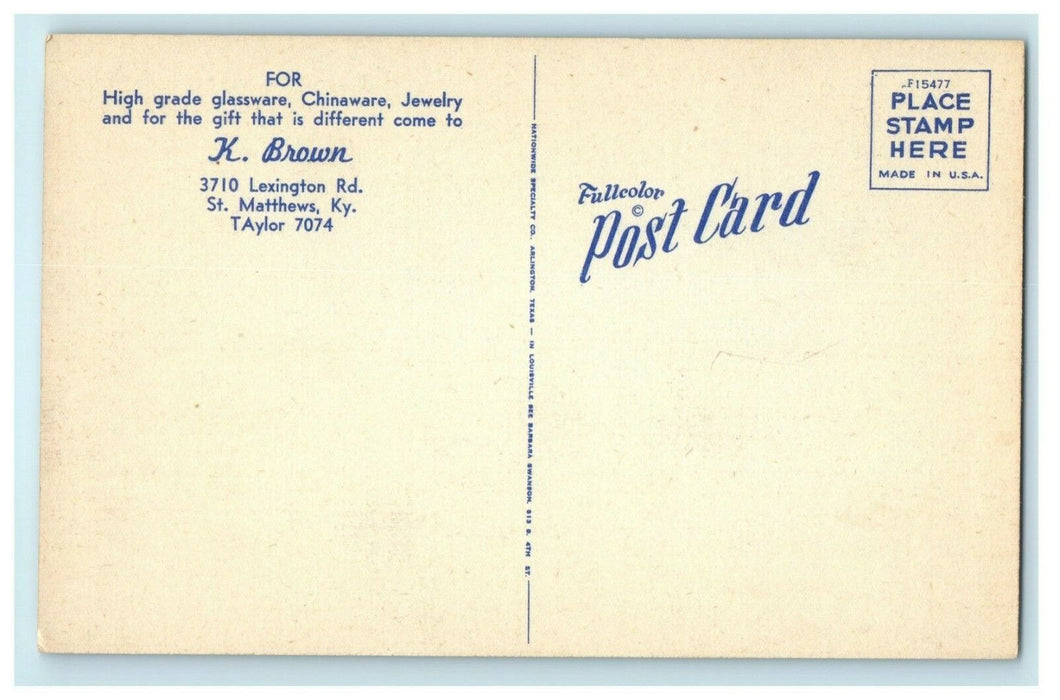 c1940's Brown's Jewelry Matthews Kentucky KY Vintage Postcard