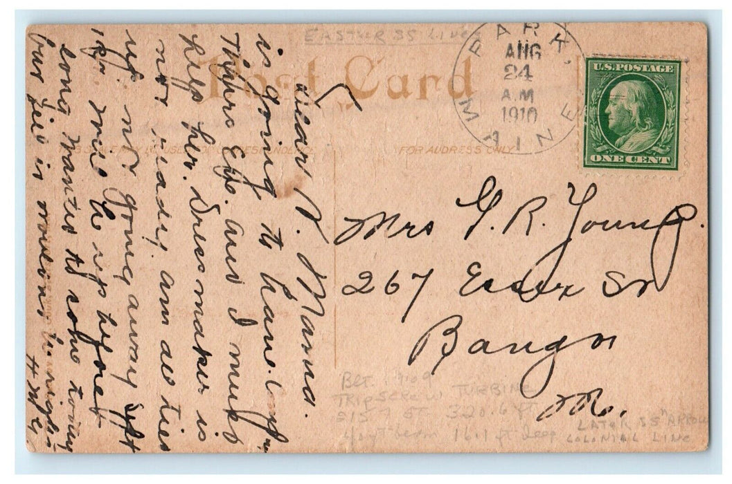 1910 Steamer Ship Belfast Searsport Maine ME Posted Antique Postcard