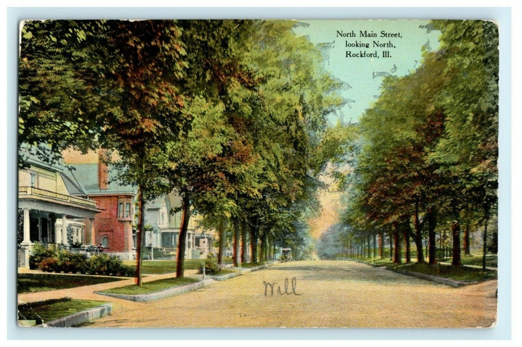1915 North Main St. Looking North Rockford Illinois IL Posted Antique Postcard