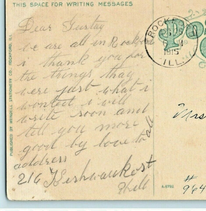 1915 North Main St. Looking North Rockford Illinois IL Posted Antique Postcard