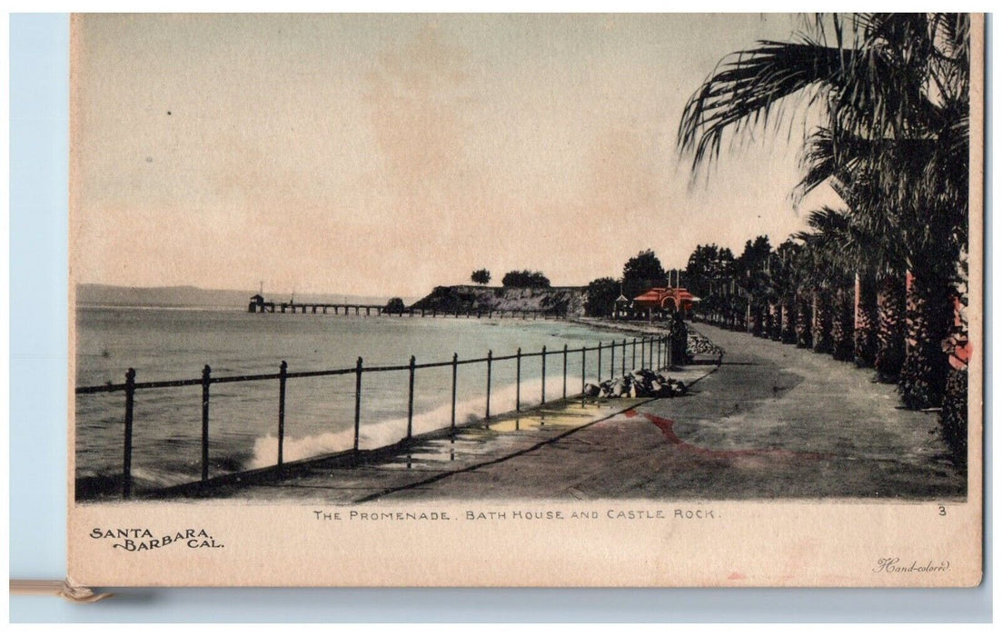 The Promenade Bath House And Castle Rock Santa Barbara California CA Postcard