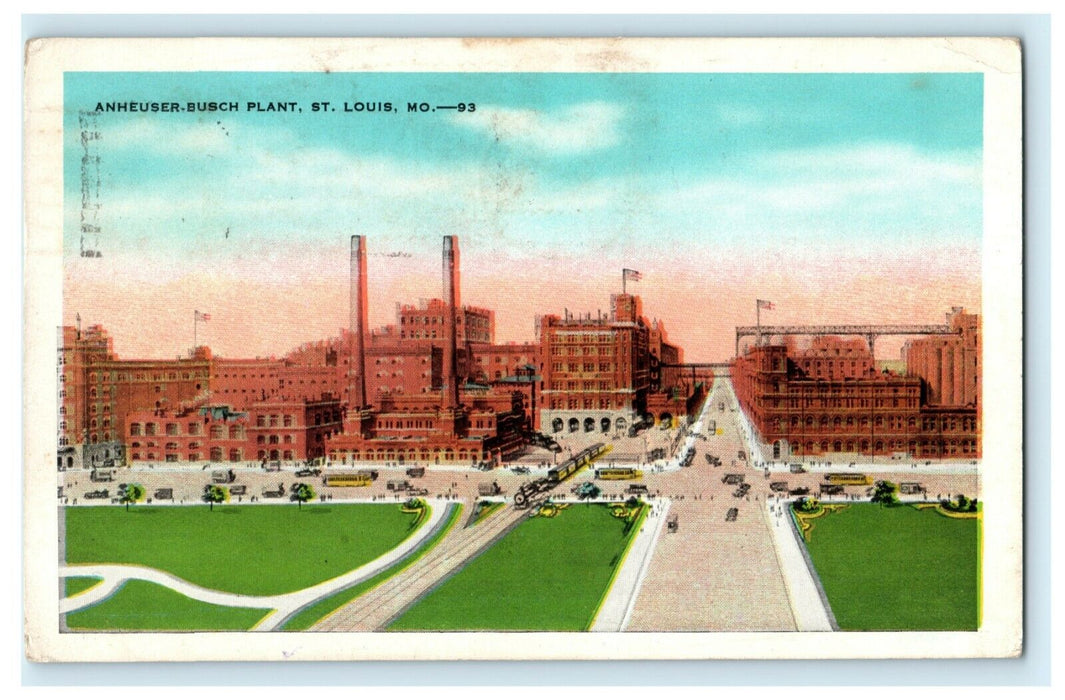 1933 Anheuser Busch Plant St. Louis Missouri MO Posted Vintage Postcard