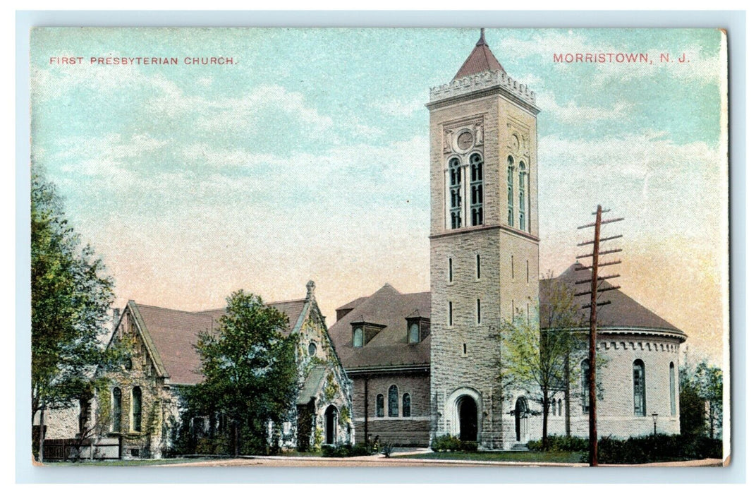 c1910 First Presbyterian Church Morristown New Jersey NJ Antique Postcard