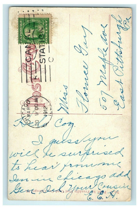1912 Grant Monument on Lake Shore Drive Chicago Illinois IL Antique Postcard