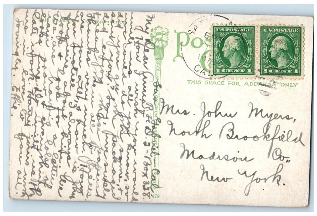 1918 Government Breakwater And Lighthouse San Pedro California CA Postcard