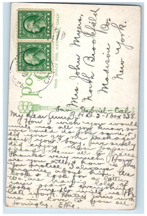 1918 Government Breakwater And Lighthouse San Pedro California CA Postcard