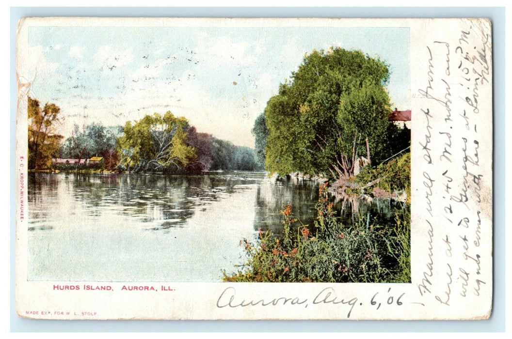1906 Hurds Island Aurora Illinois IL Posted Antique Postcard