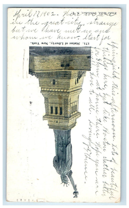 1902 Statue of Liberty, New York NY Orange Massachusetts MA PMC Postcard