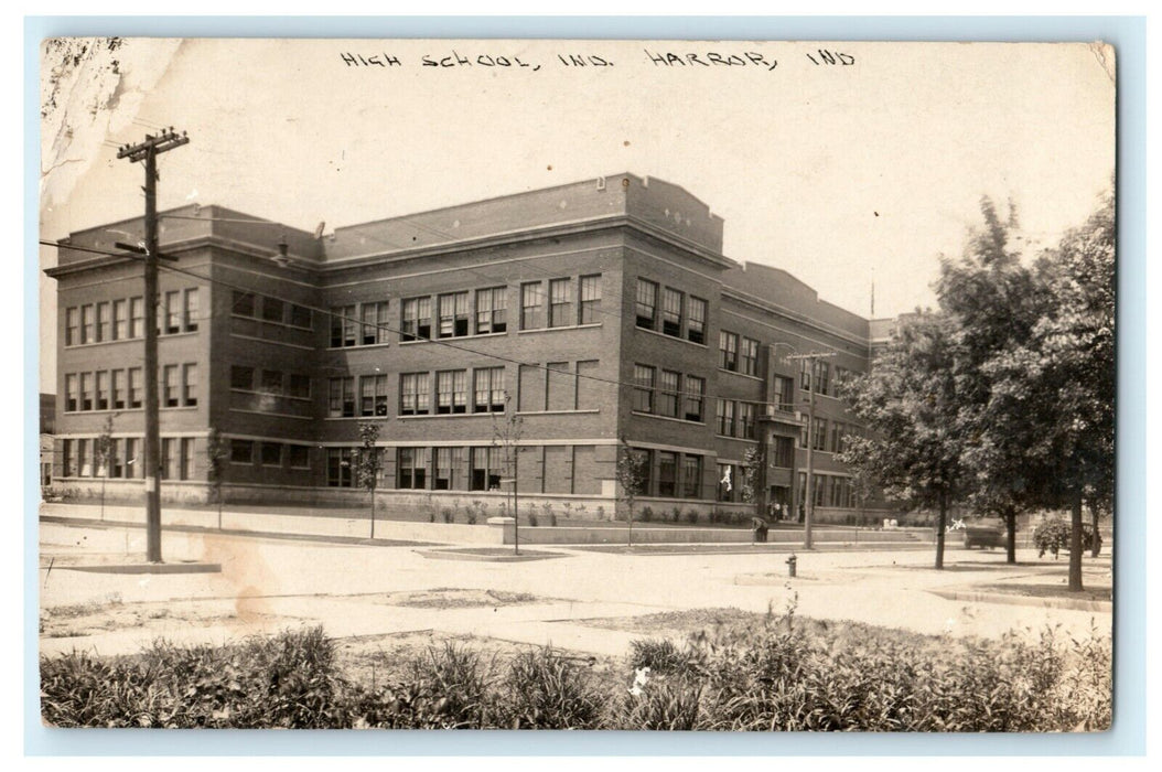 1925 Harbor Indiana IN High School Posted Antique RPPC Photo Postcard