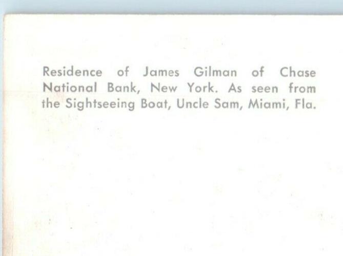 Residence Of James Gilman Of Chase National Bank Miami Florida FL Postcard