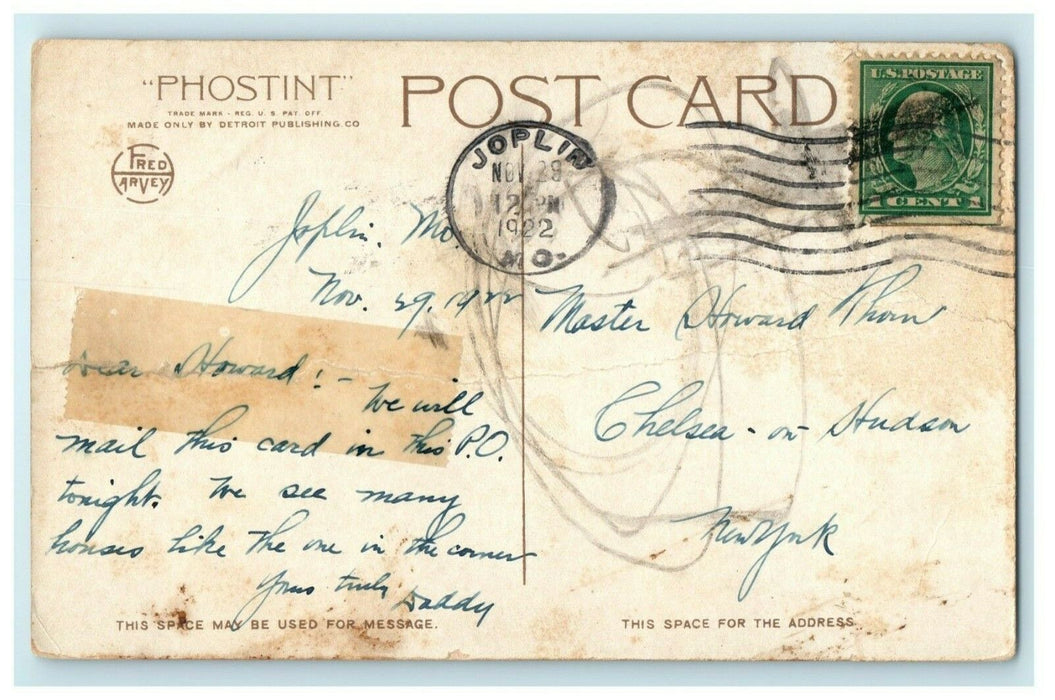 1922 Post Office Past and Present Joplin Missouri MO Posted Antique Postcard