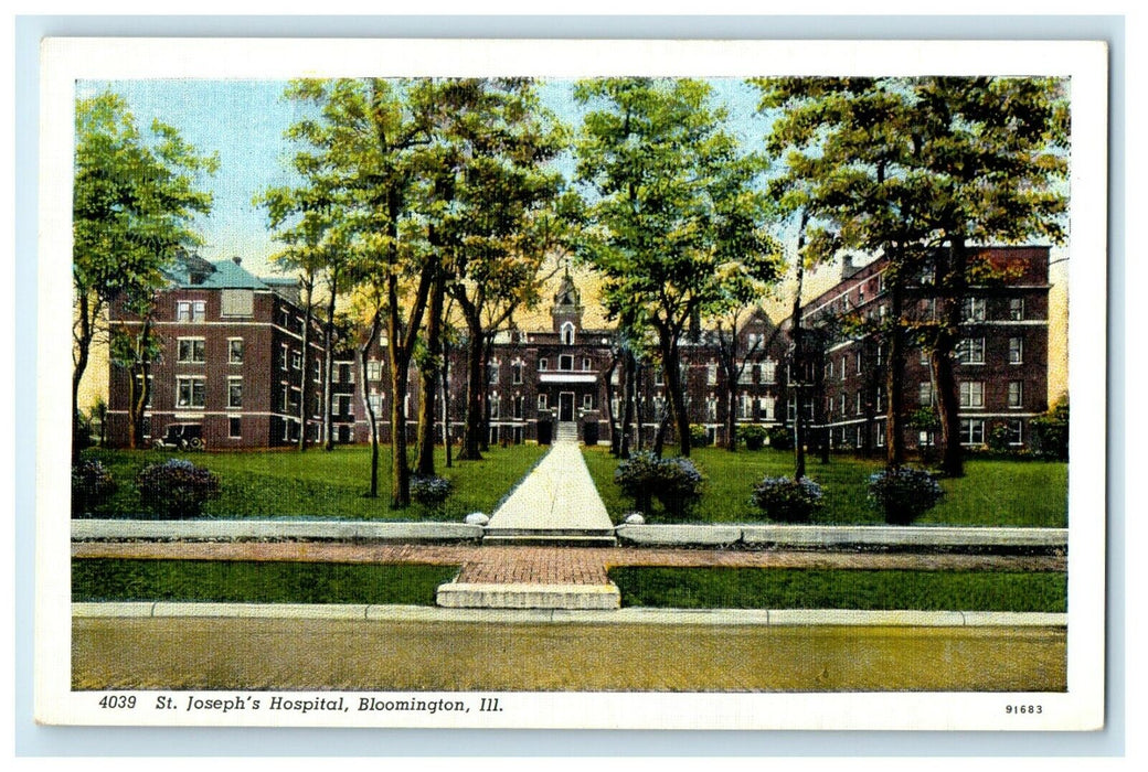 c1940's St. Joseph's Hospital Bloomington Illinois IL Unposted Vintage Postcard
