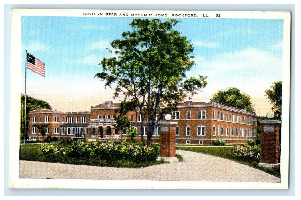 c1940's Eastern Star And Masonic Home Entrance Rockford Illinois IL Postcard